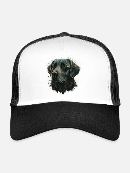 Couleur claire Labrador Retriever - Casquette trucker  - blanc/noir - Devant