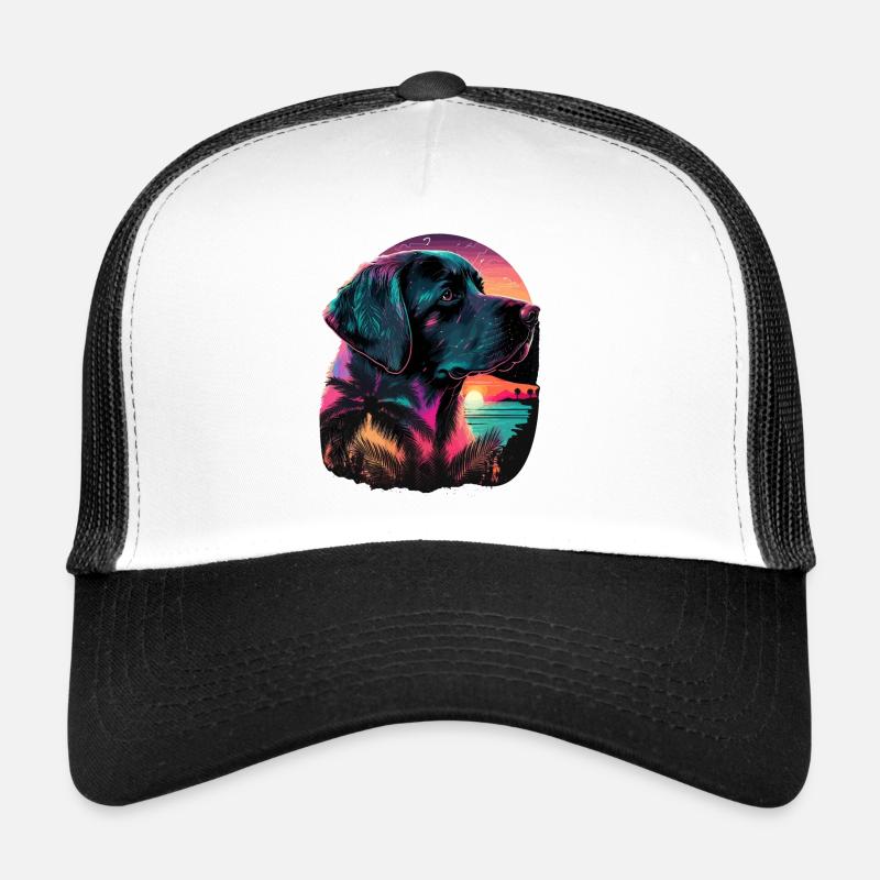 Sunset Labrador Retriever Vaporwave Stil Trucker Cap