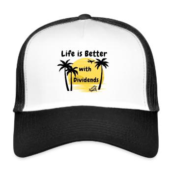 La vie est meilleure avec les dividendes - Casquette trucker  - blanc/noir - Devant
