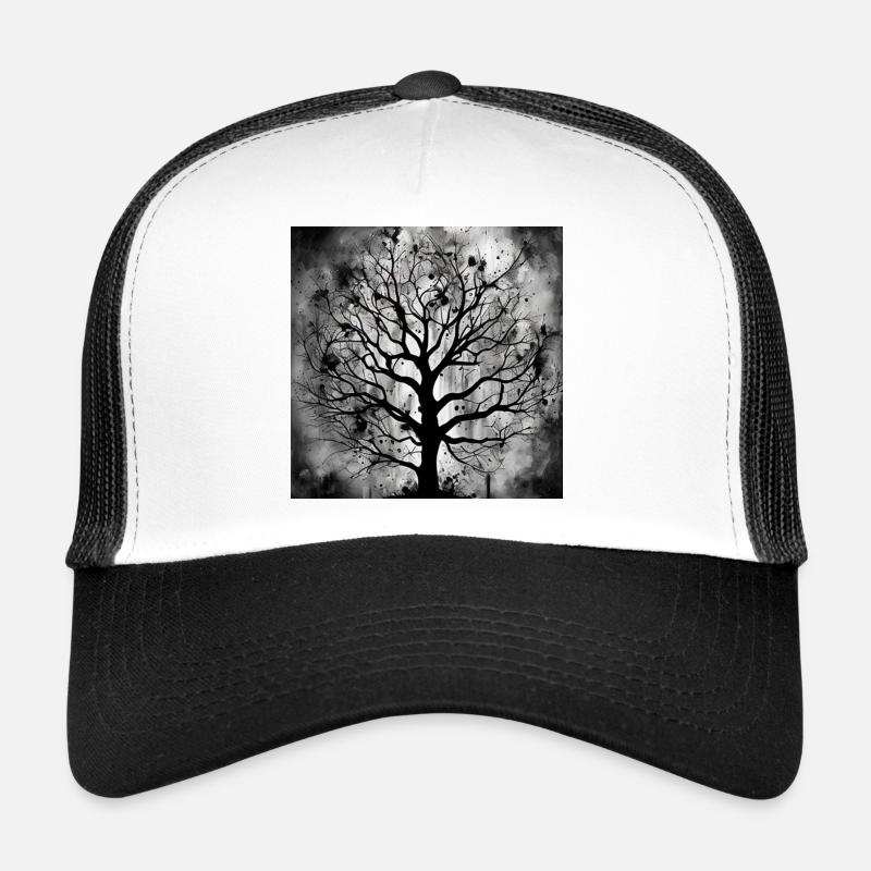 Baum Tinte schwarz - Trucker Cap - Weiß/Schwarz