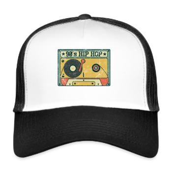 90's Hip Hop Musik Tape - Trucker Cap - Weiß/Schwarz - Vorne