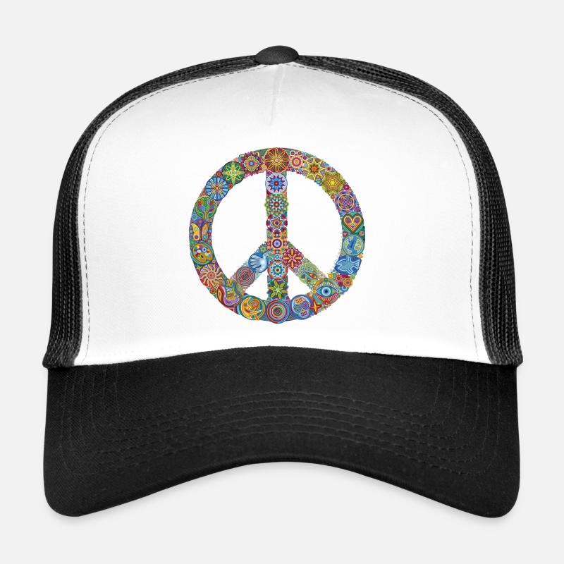Mehr-Frieden-Feiern-Zeichen - Trucker Cap - Weiß/Schwarz