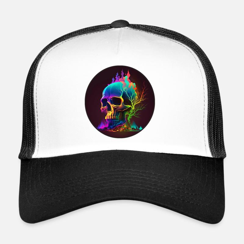Glowing Skull - Trucker Cap - Weiß/Schwarz