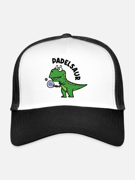Joueur de raquette de padel Dinosaure Dinosaure Dicton - Casquette trucker  - blanc/noir - Devant
