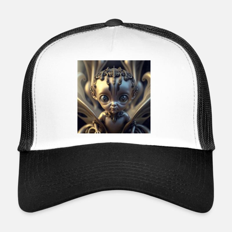 Photo macro créature 13 - Casquette trucker  - blanc/noir