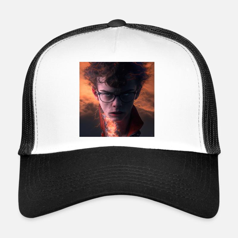 Portrait elektrik -  Éclairs et Feu Intérieur - Casquette trucker  - blanc/noir