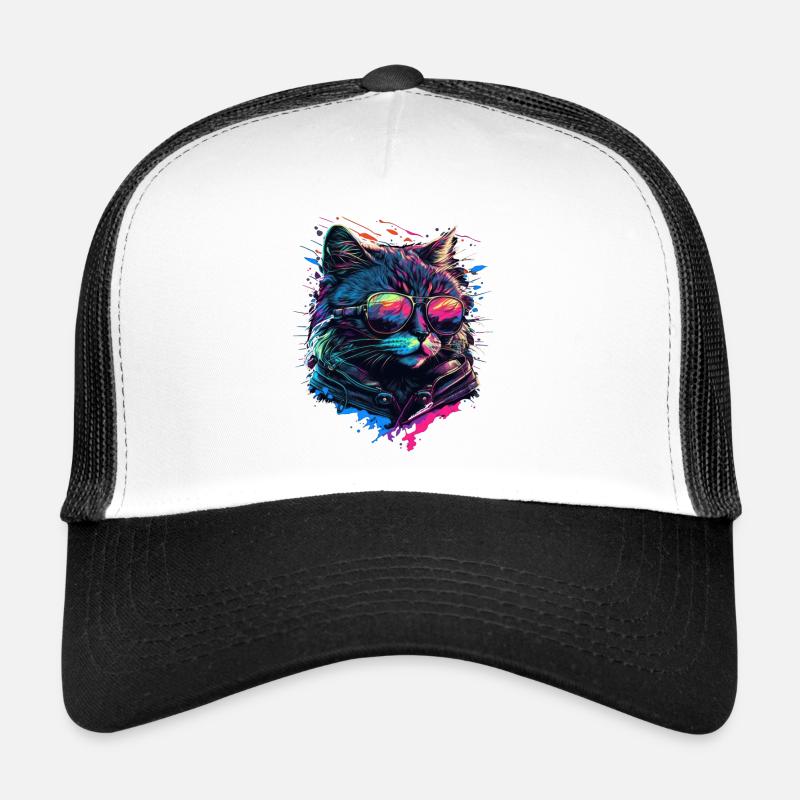 Chat cool - Casquette trucker - blanc/noir