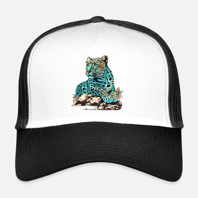 Leopard lying in wait - Trucker Cap - white/black