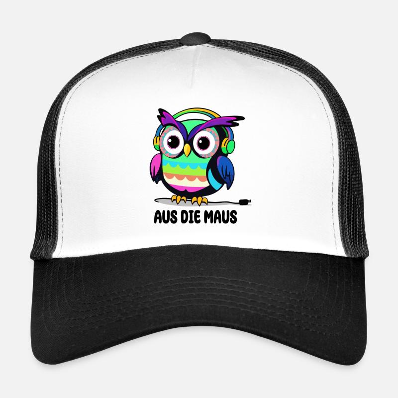 Lustige Eule Aus die Maus - Trucker Cap - Weiß/Schwarz
