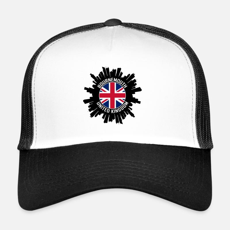 Bournemouth Skyline Uk Flag Souvenir de voyage Casquette trucker 