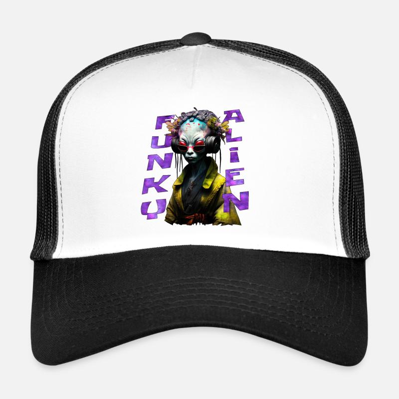 Funky alien 02 - Casquette trucker  - blanc/noir
