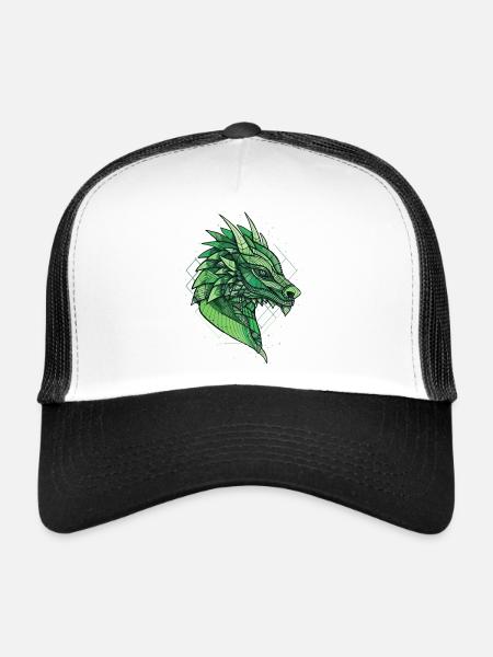Stylized, geometric dragon - Trucker Cap - white/black - Front