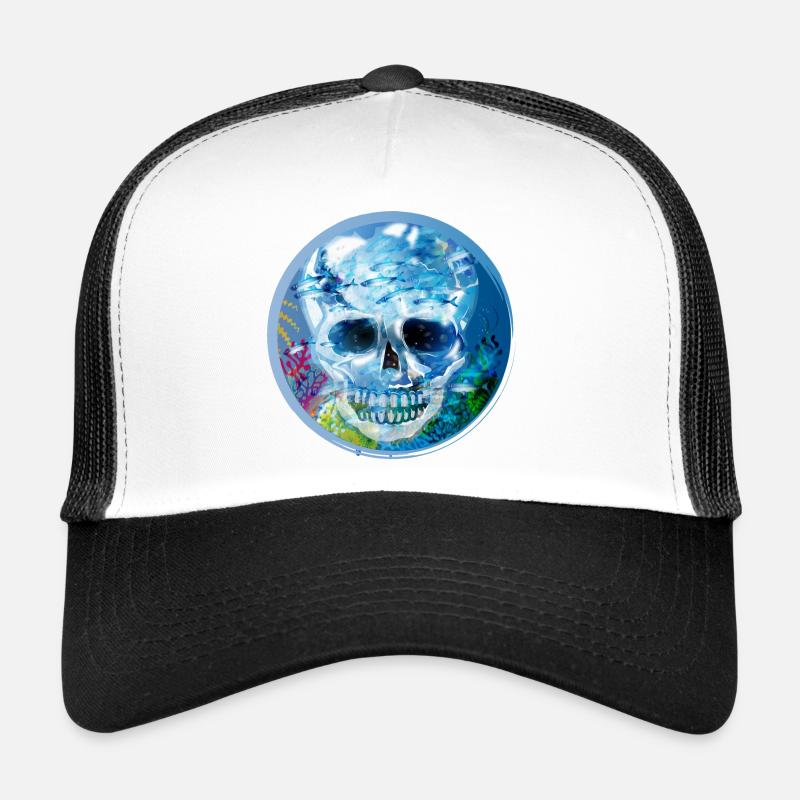 extravagant coloured skull under water Trucker Cap