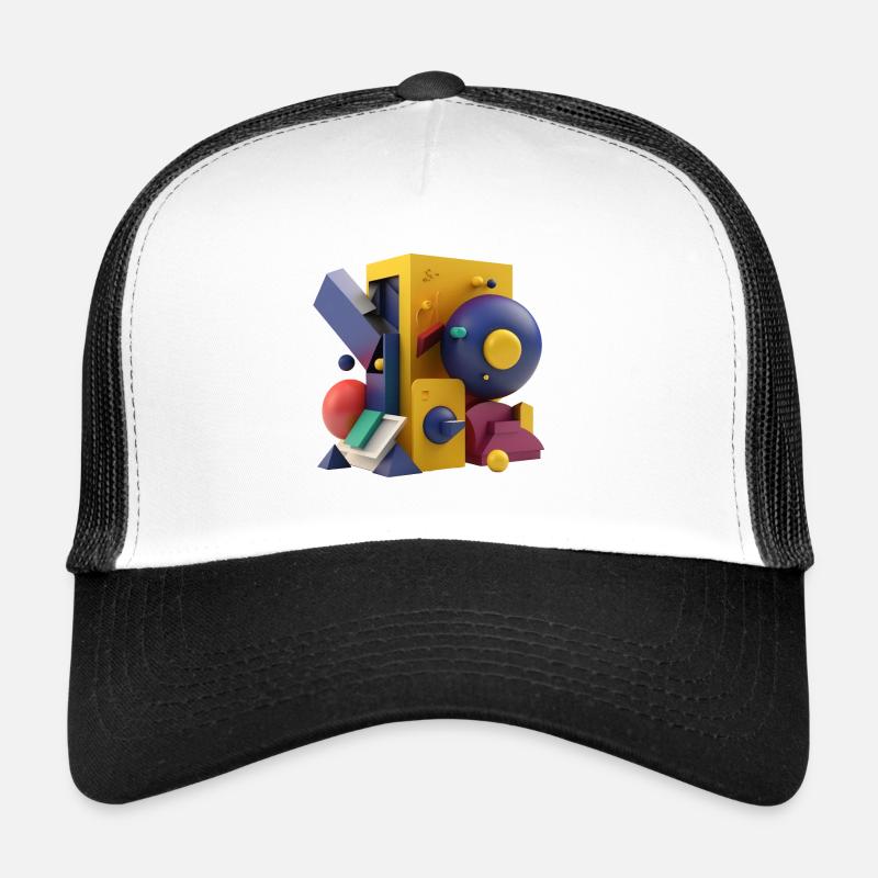 3D - Trucker Cap - Weiß/Schwarz