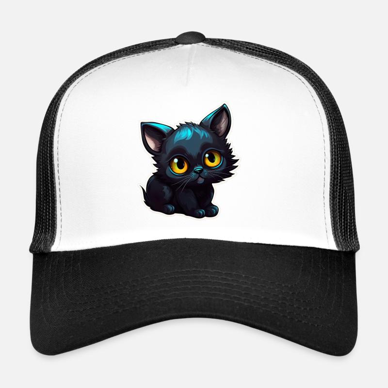 Petit chaton noir - Casquette trucker  - blanc/noir