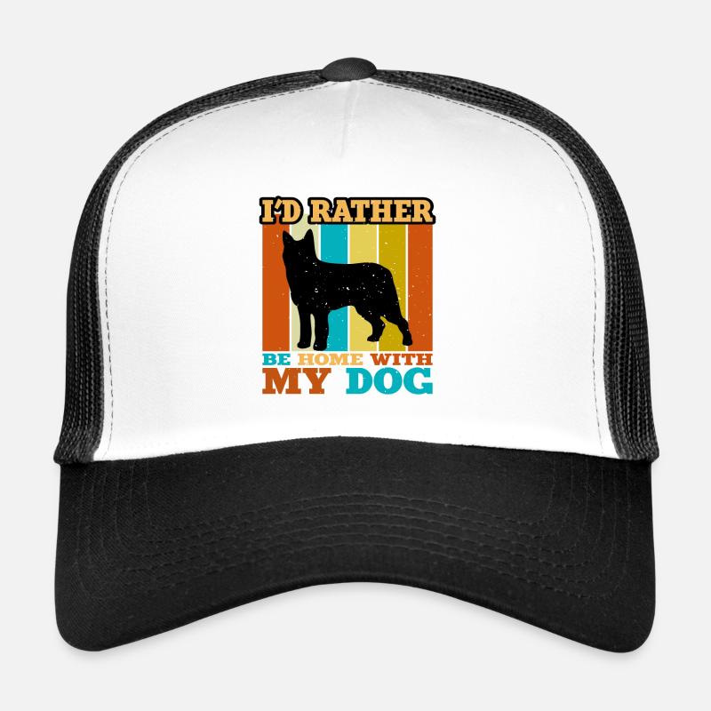 Bouvier Des Ardennes Hund Silhouette Retro Sunset Trucker Cap