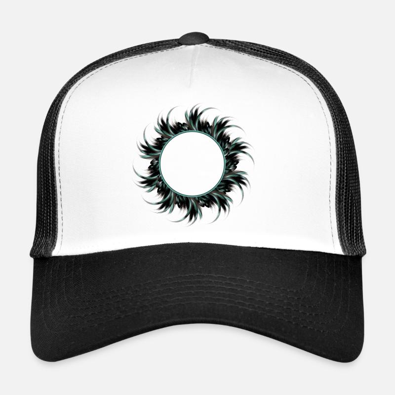 round frame made of drawn feathers Trucker Cap