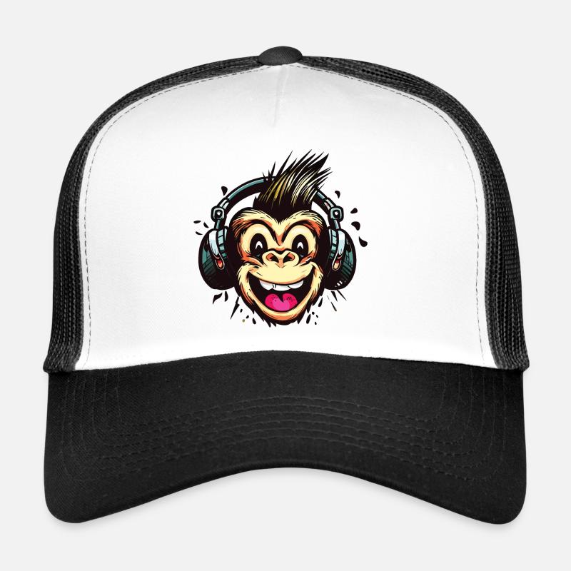 Lustiger DJ Monkey mit Kopfhörern Trucker Cap