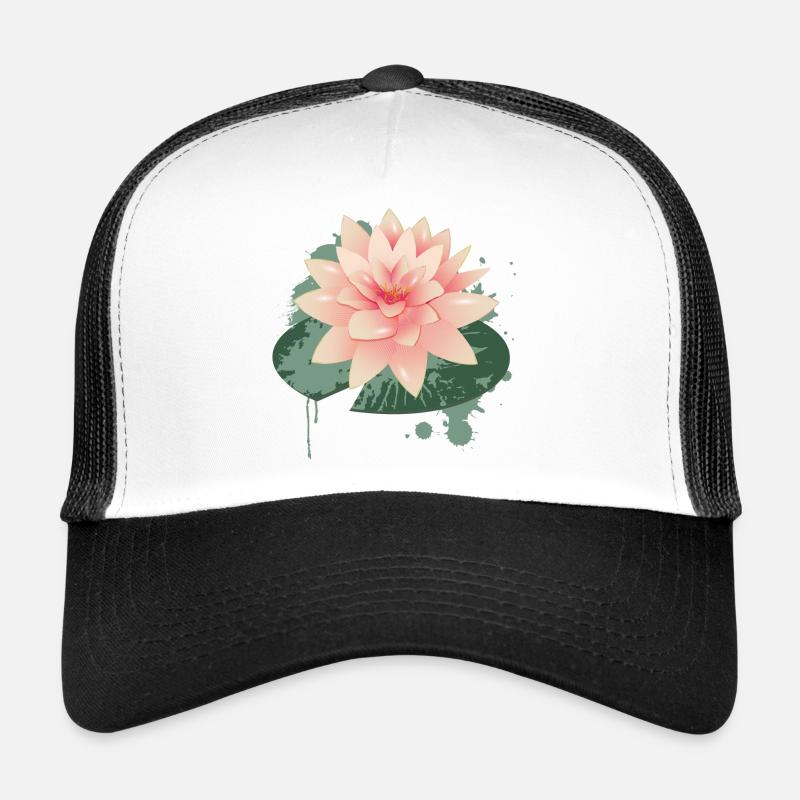 Water lily graffiti with green lily pad Trucker Cap