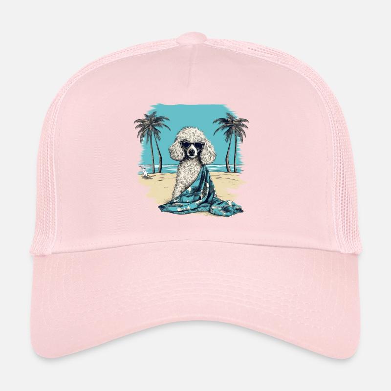 Caniche avec des lunettes de soleil à la plage Casquette trucker 