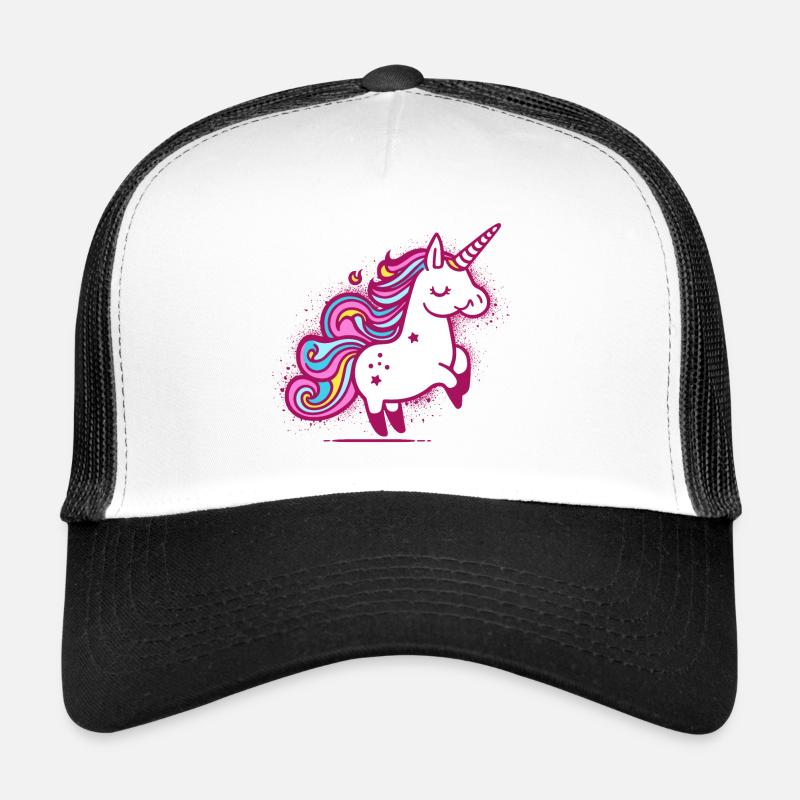 Whimsical Rainbow Unicorn Illustration Trucker Cap