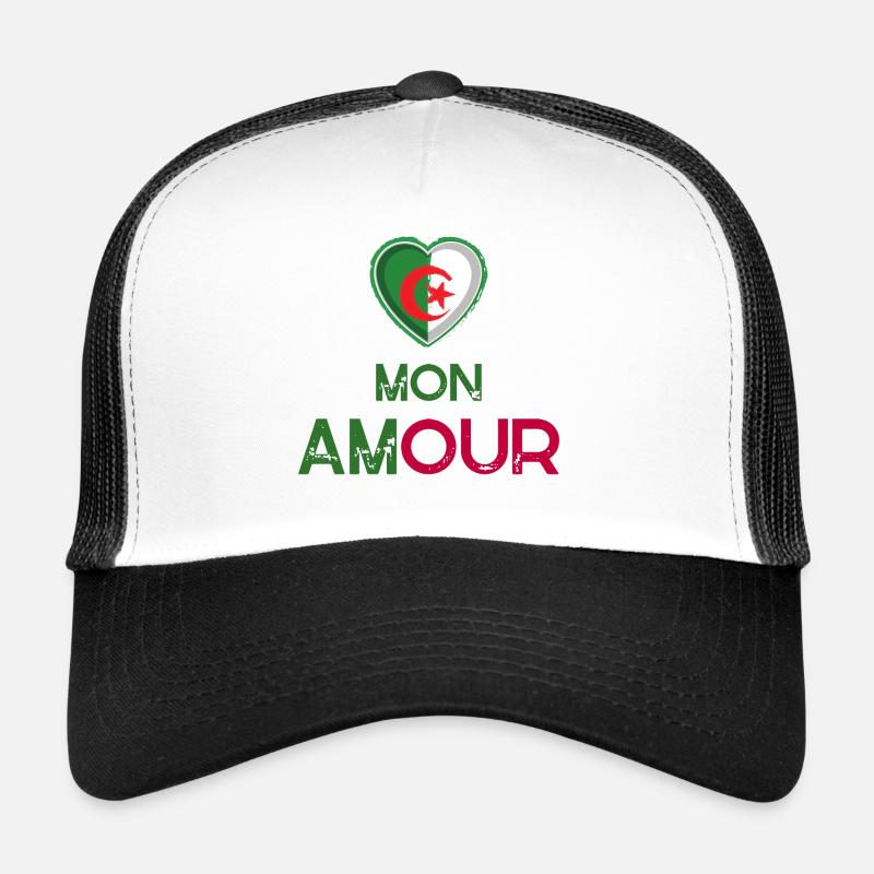 Logo Algérie Mon Amour - Casquette trucker  - blanc/noir