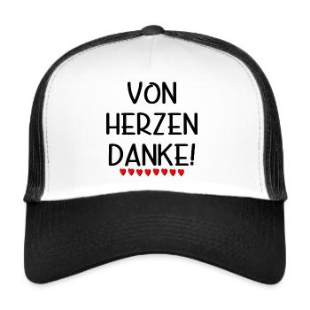 Von Herzen Danke - Dankeschön Geschenke SPRÜCHE - Trucker Cap - Weiß/Schwarz - Vorne