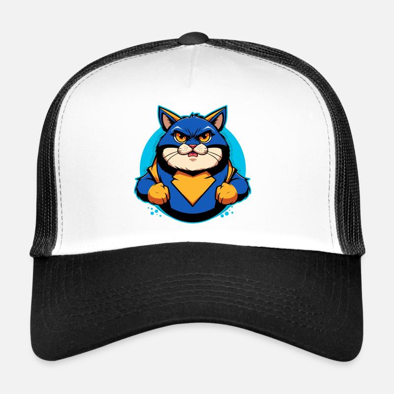 Superheld Katze - Trucker Cap - Weiß/Schwarz