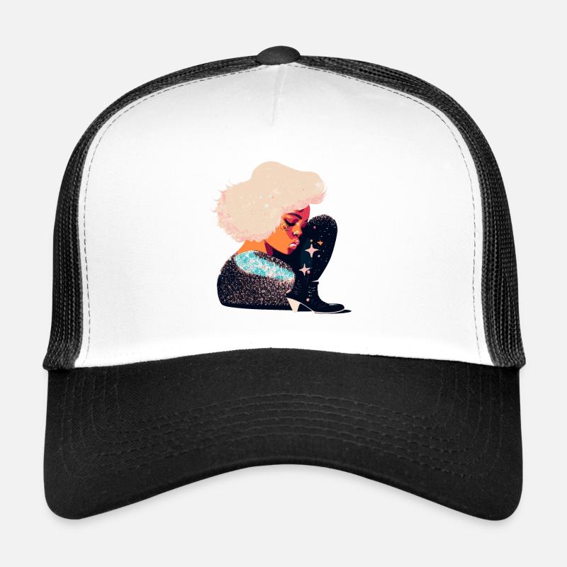 Celestial Dreamer Artistic Portrait Trucker Cap