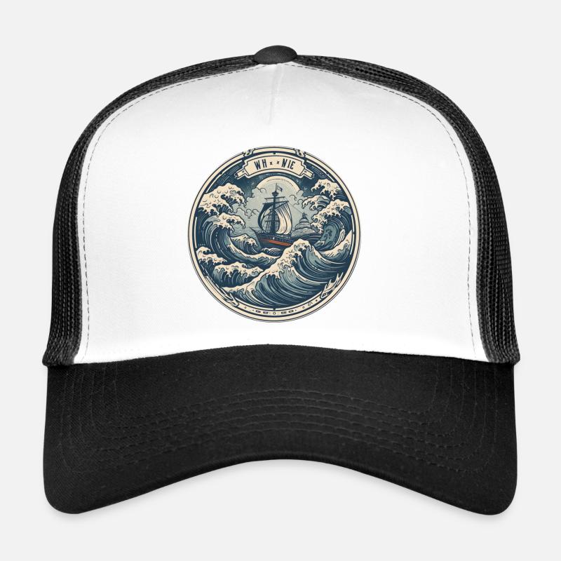 Segelboot Wellen - Trucker Cap - Weiß/Schwarz