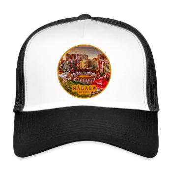 Malaga Bullring Panorama - Trucker Cap - Weiß/Schwarz - Vorne