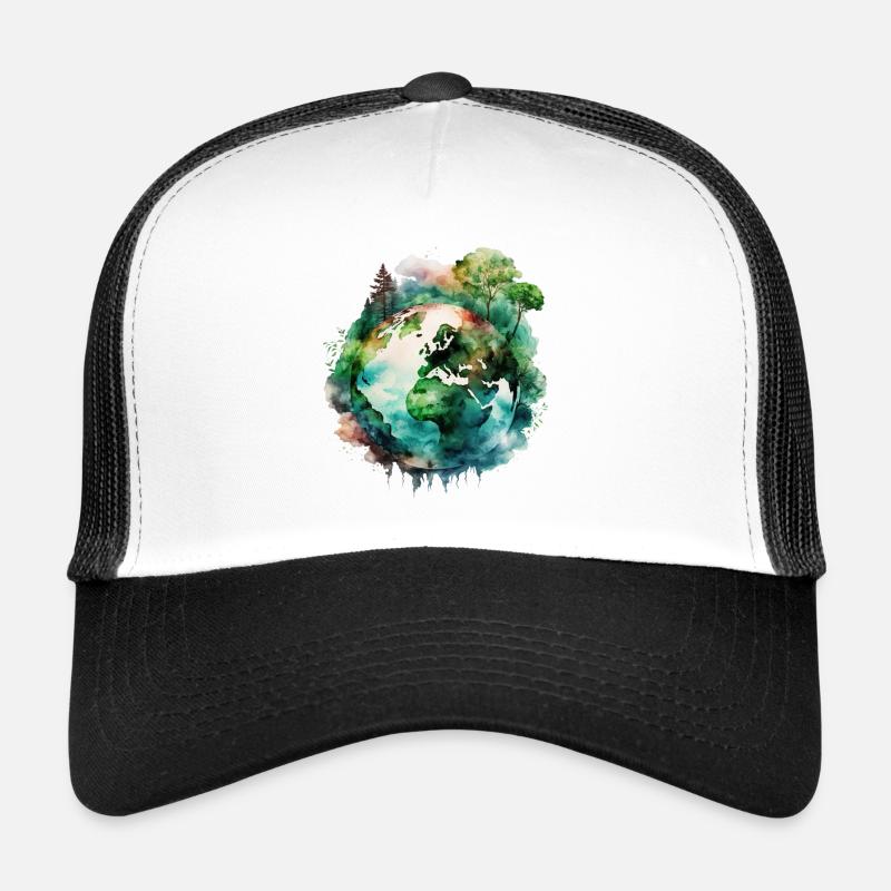 Mutter Erde Naturschutz - Save the Planet - Trucker Cap - Weiß/Schwarz