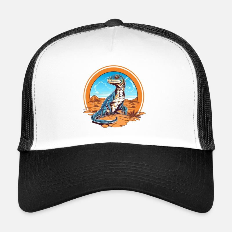 Lizard in Desert Landscape Design - Trucker Cap - white/black