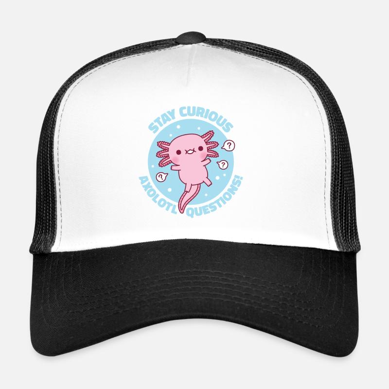 Mignon Axolotl Restez curieux Axolotl Questions jeu de mots Casquette trucker 