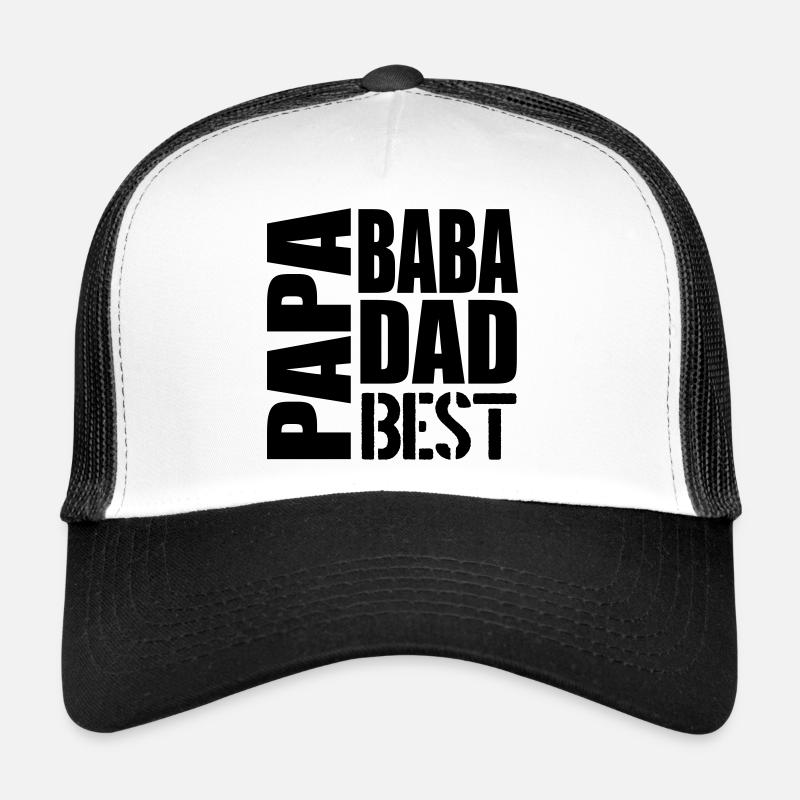 Geschenke zum Vatertag - PAPA MEHRSPRACHIG - Trucker Cap - Weiß/Schwarz