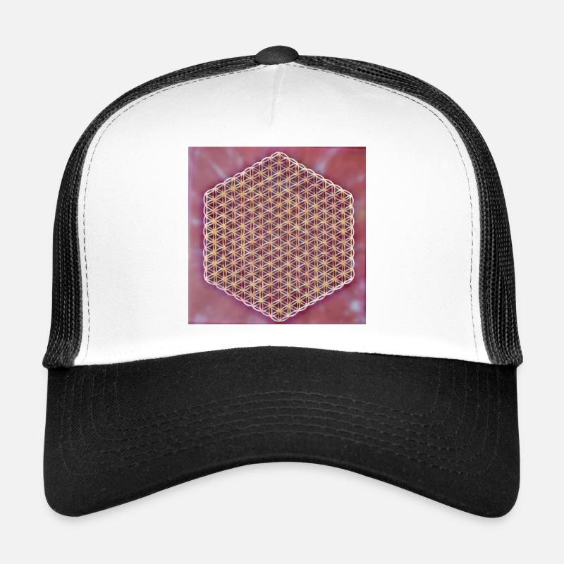 Magdalene - Blume des Lebens - 8. Dimension - Trucker Cap - Weiß/Schwarz