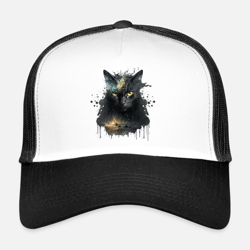 Chat noir dans la conception de l’espace Casquette trucker 