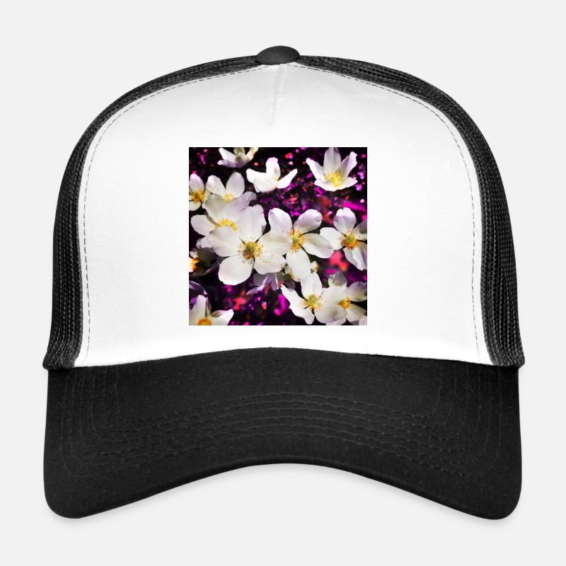Weiße Anemonen - Trucker Cap - Weiß/Schwarz