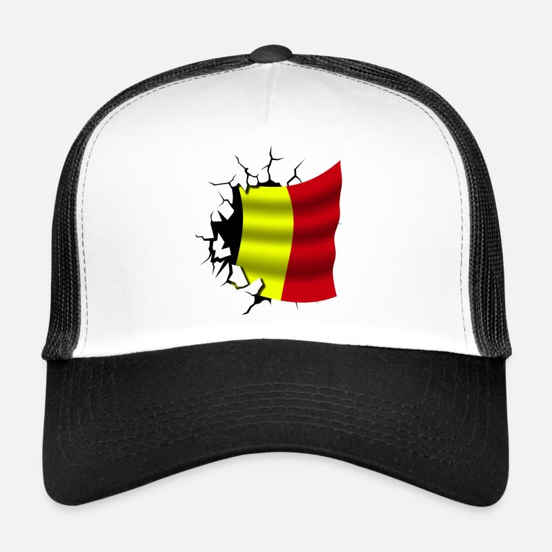 Drapeau de la Belgique - Belgique - Drapeau Broken Design Casquette trucker 