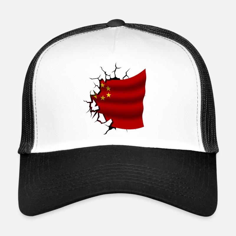 Drapeau de la Chine - Chine - Drapeau Broken Design Casquette trucker 