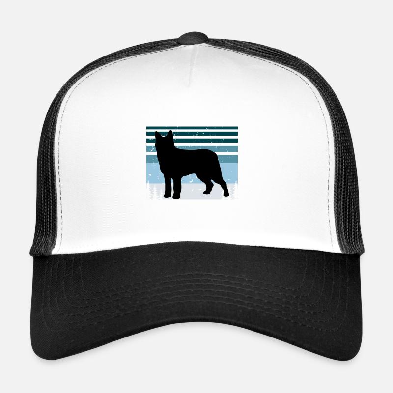 Bouvier Des Ardennes Chien Silhouette Rétro Coucher de Soleil Casquette trucker 