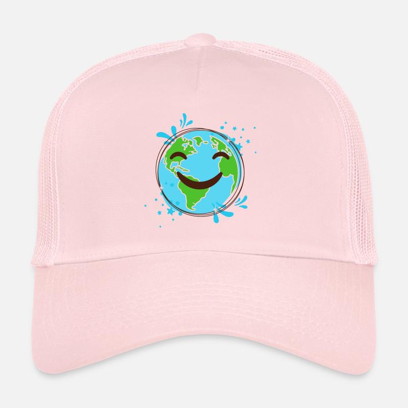 Terre Souriant design globe joyeux Casquette trucker 