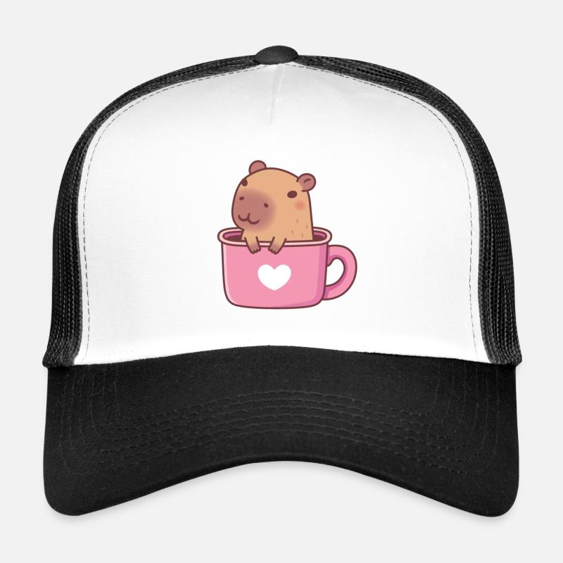 Cute Capybara In A Mug Trucker Cap