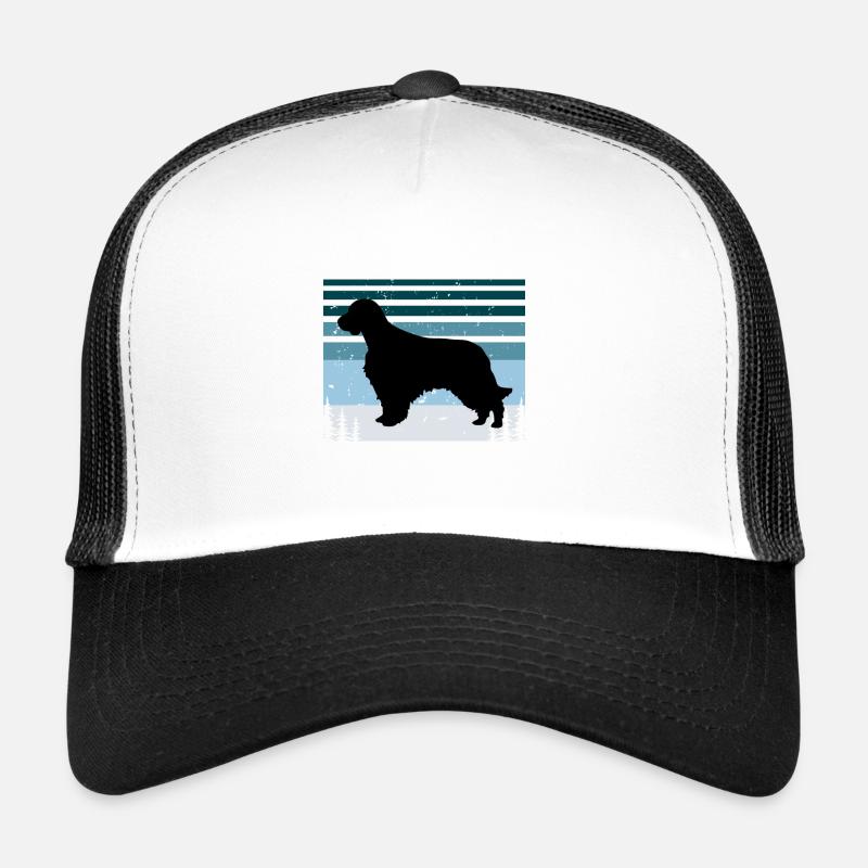 Welsh Springer Spaniel Dog Silhouette Retro Sunset Casquette trucker 