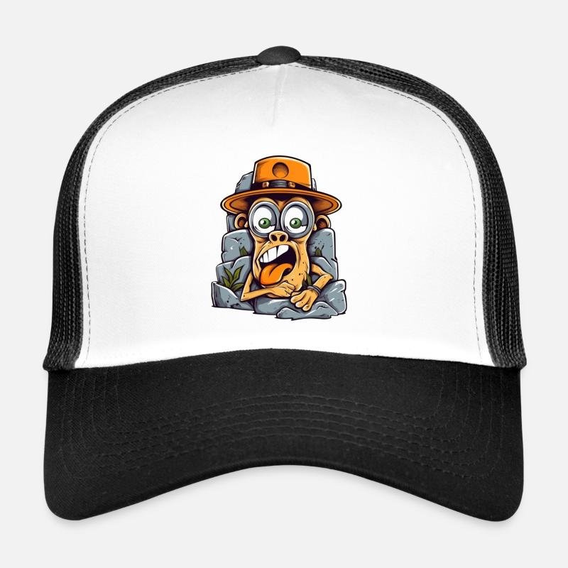 Ausdrucksstarke Street-Art Affe - Trucker Cap - Weiß/Schwarz