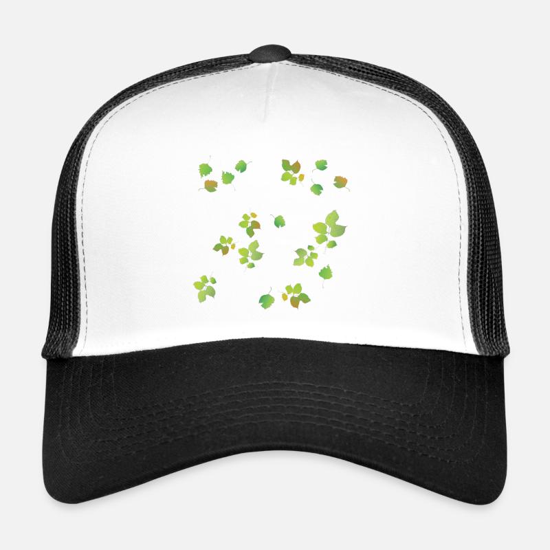 Spring Leaves Pattern - Trucker Cap - white/black