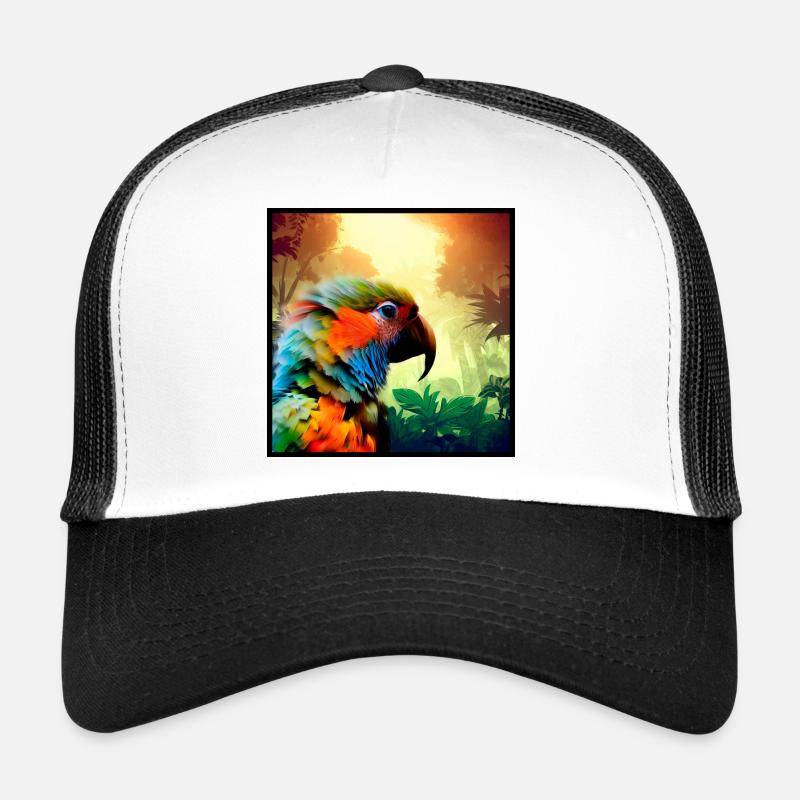 Perroquet - Casquette trucker  - blanc/noir