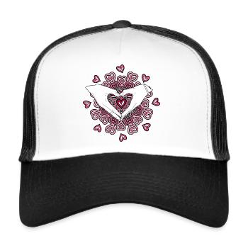 Love Hands with Pink Heart Mandala - Trucker Cap - white/black - Front