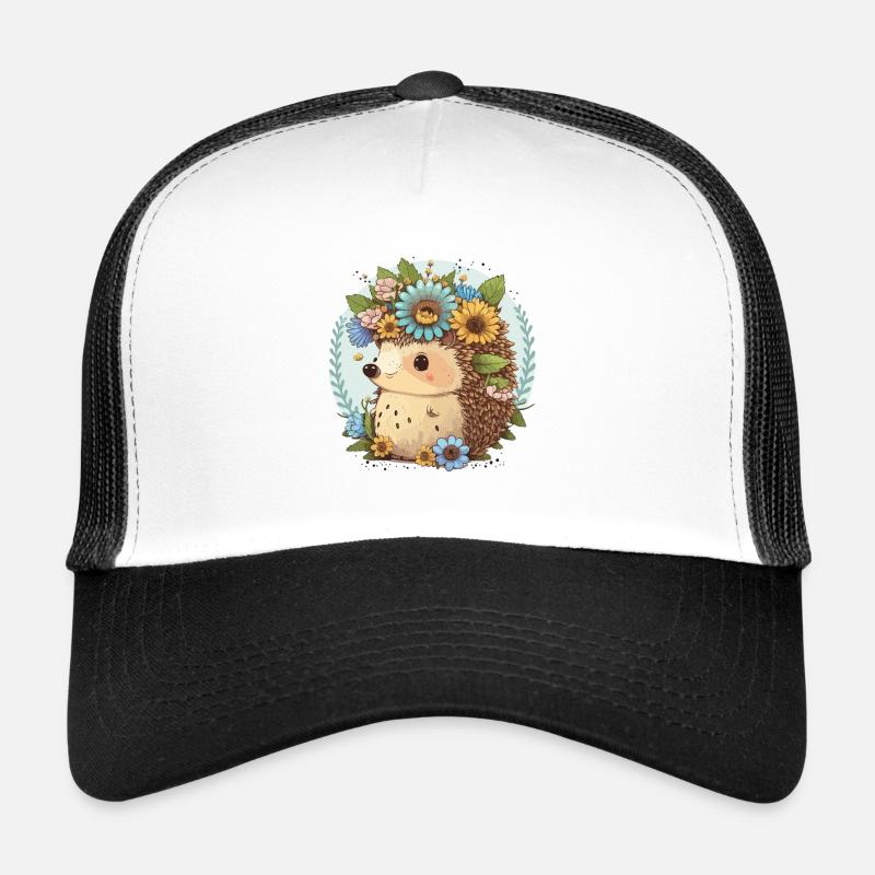 Flower Crown Hedgehog - Trucker Cap - white/black