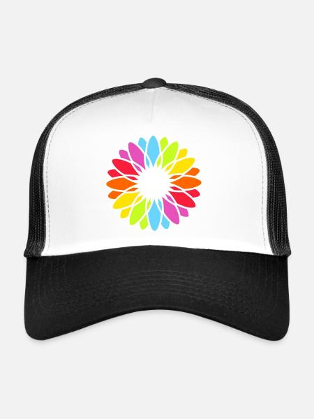 Rainbow Blossom Mandala - Trucker Cap - white/black - Front